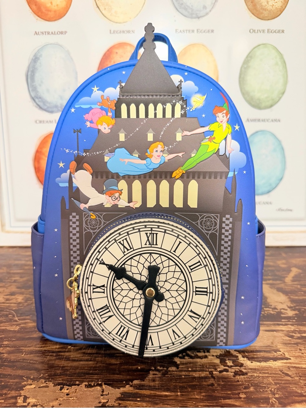 Loungefly Peter Pan Flying Clock Tower Mini Backpack - Blue